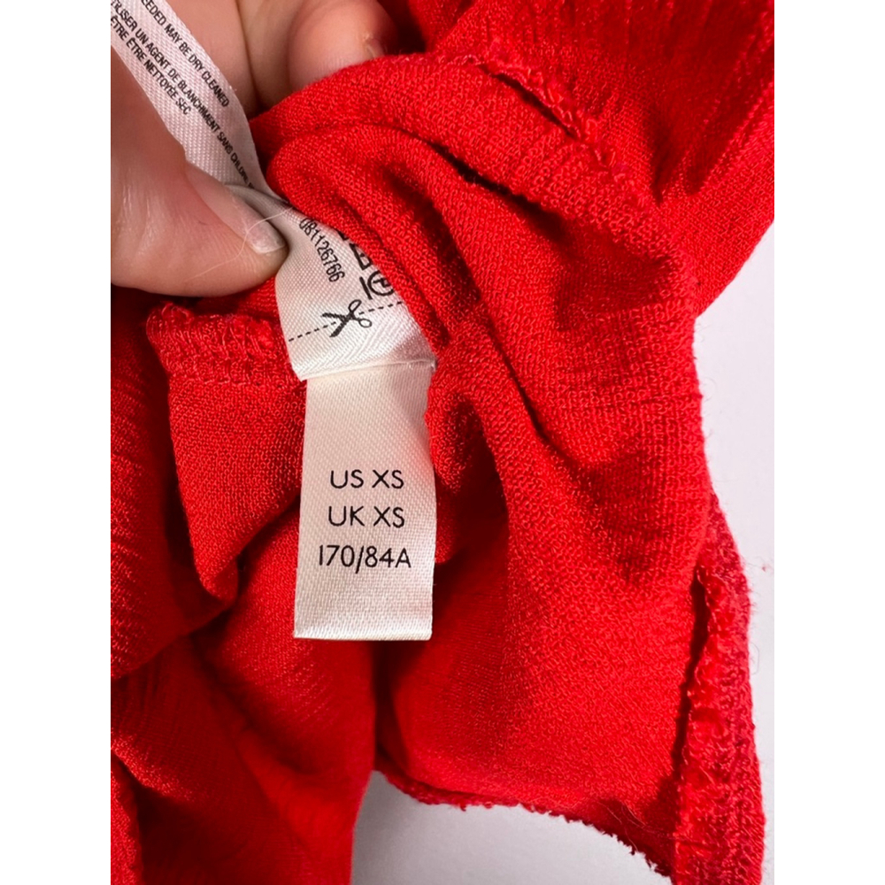 Women's Free People Red Ribbed V-Neck Bodysuit XS Festival Layering Henley - Picture 5 of 7